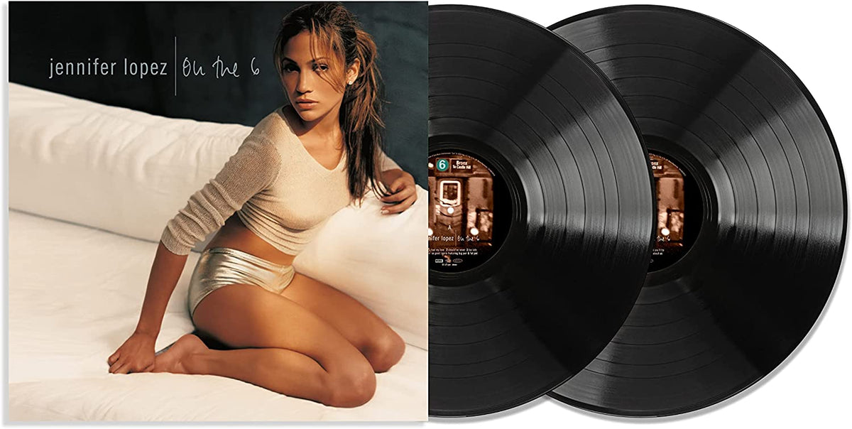 Jennifer Lopez On The 6 album cover art next to two black vinyl records.