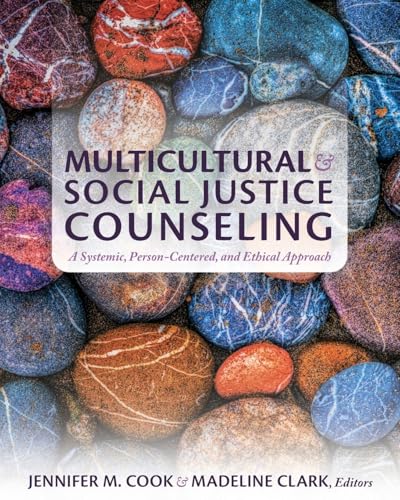 Book cover with colorful stones and text: “Multicultural & Social Justice Counseling.”
