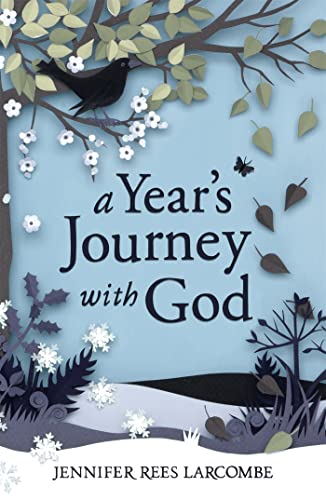 Book cover with paper-cut style tree, bird, and title "A Year's Journey with God".