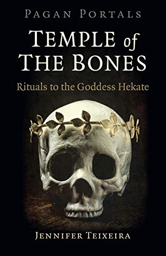 Book cover featuring a skull adorned with leaves, titled "Temple of the Bones.