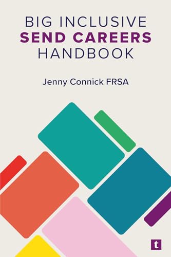 Book cover titled Big Inclusive SEND Careers Handbook by Jenny Connick with colorful geometric shapes.