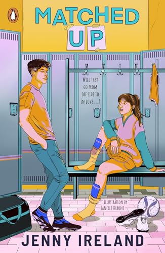 A boy and girl in soccer gear stand in a locker room on this book cover.