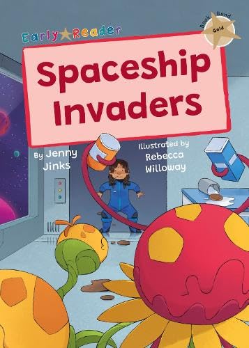Book cover: child facing colorful alien plants in a spaceship.