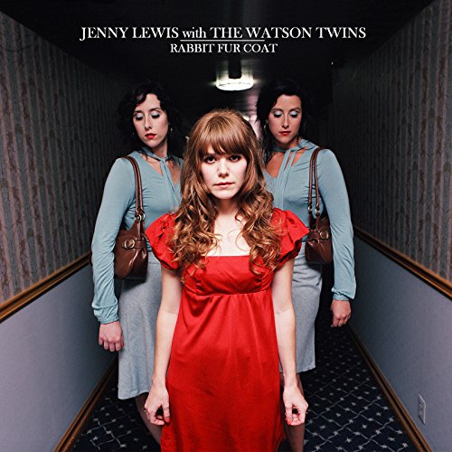 Album cover for Jenny Lewis’ “Rabbit Fur Coat” featuring three women in a hallway.