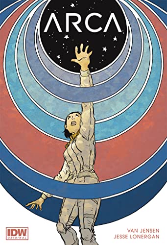Comic book cover: woman reaching toward a starry, circular portal.