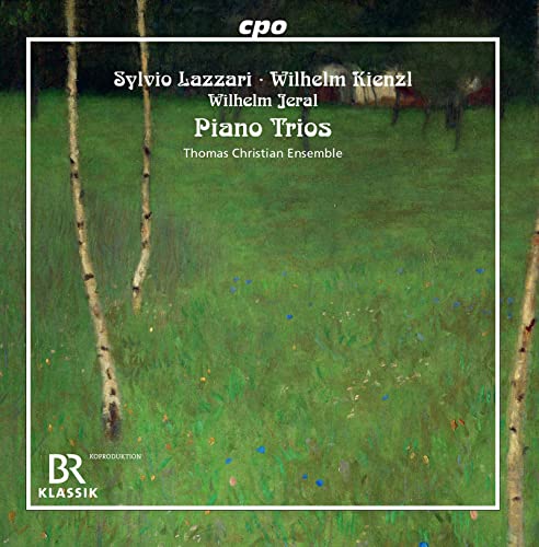 CD cover with a painting of birch trees in a green meadow.