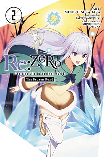 Re:Zero manga volume 2 cover featuring Emilia and Puck in a snowy scene.