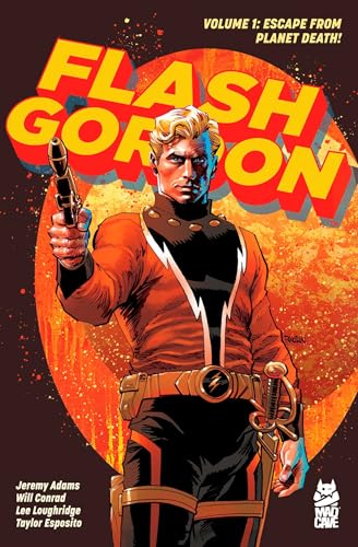 Flash Gordon comic cover featuring a blonde hero with a ray gun.