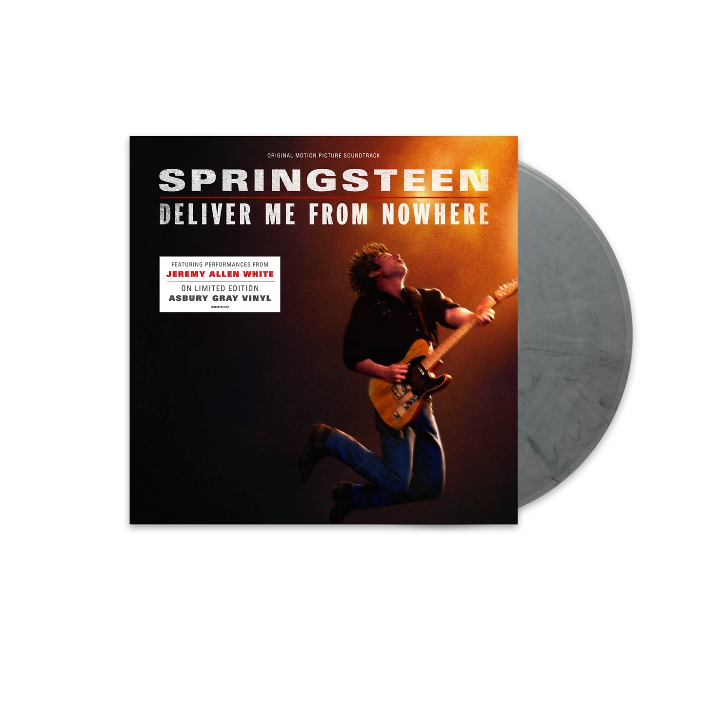 Springsteen: Deliver Me" vinyl record cover featuring Jeremy Allen White with guitar.