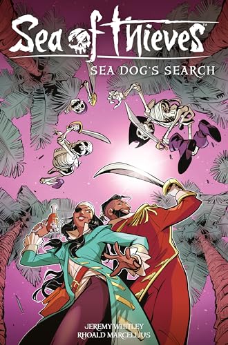 Sea of Thieves" book cover featuring pirates and skeletons in a jungle.