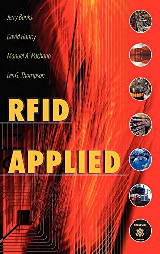 Book cover for "RFID Applied" with red and black abstract design.