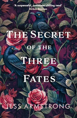 Book cover with dark floral design and three black birds.