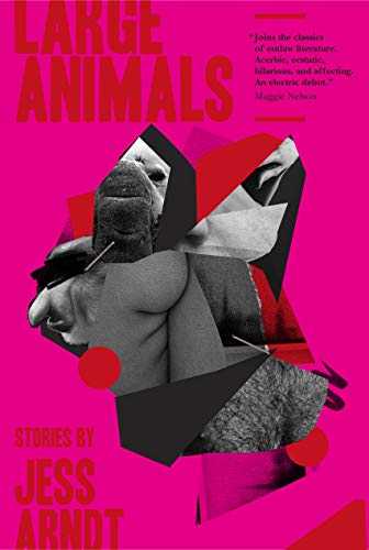 Pink book cover with collage of a person and a sheep’s head.