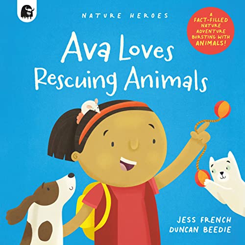 Book cover: girl with rescued animals—dog, cat, and mouse.