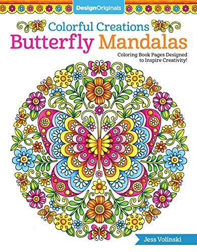 Coloring book cover featuring a colorful butterfly and floral mandala design on white background.