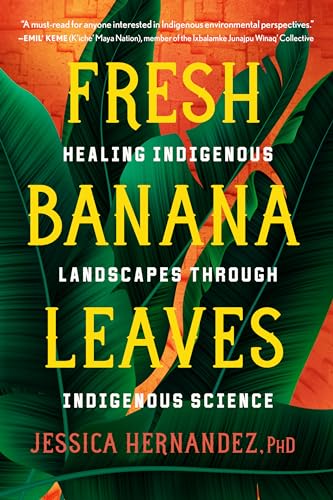 Book cover titled Fresh Banana Leaves with large yellow text over dark green leaves.