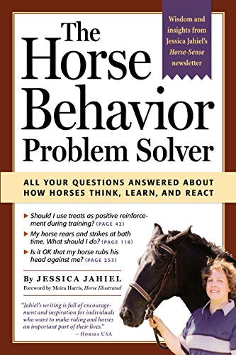 Book cover: "The Horse Behavior Problem Solver" with a horse and rider.