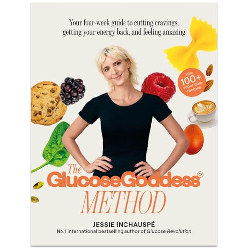 Book cover featuring Jessie Inchauspé surrounded by various food items on a light background.