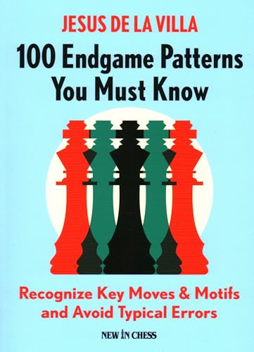 Chess book cover with red and green pieces, title "100 Endgame Patterns".