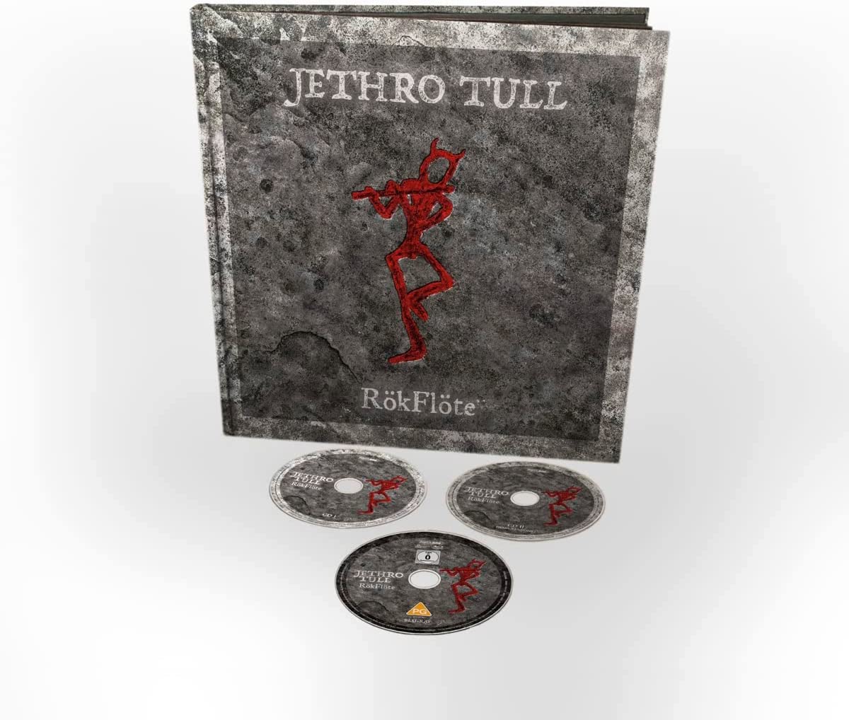 Jethro Tull "RökFlöte" CD box set with red figure on dark background.