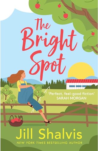 Book cover featuring a woman in overalls sitting on a fence under apple trees.