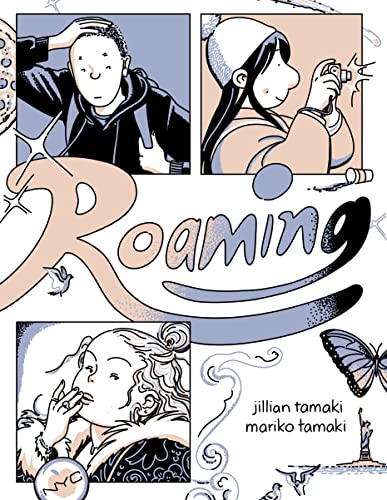 Cover art for the graphic novel Roaming featuring three illustrated panels of young people.