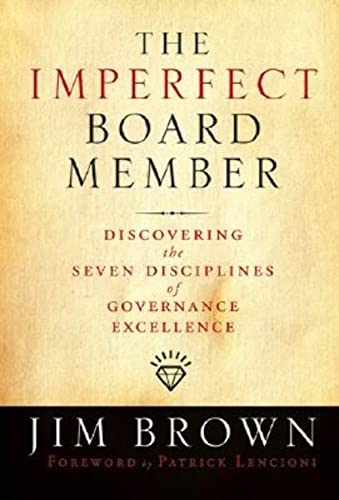 Book cover: "The Imperfect Board Member" by Jim Brown, with a diamond icon.