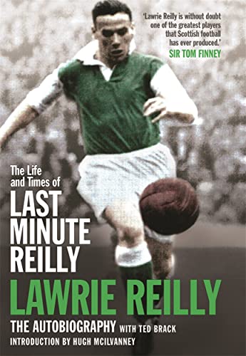 Book cover featuring Lawrie Reilly, a Scottish footballer, in action.