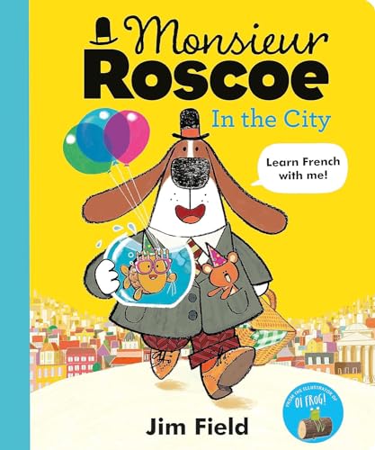 Book cover featuring a cartoon dog in a suit and hat with colorful balloons.