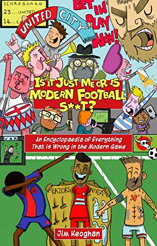 Book cover: cartoon illustration criticizing contemporary football culture.
