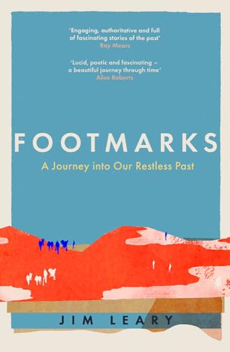 Book cover: “Footmarks” with abstract red landscape and small figures.