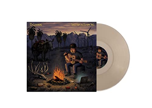 Vinyl record and cover art featuring a man playing guitar by a campfire.