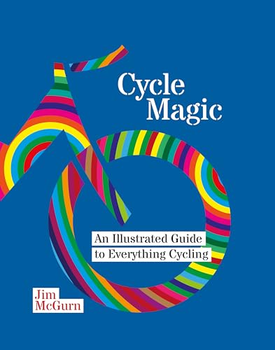 Book cover with colorful, abstract bicycle illustration and title “Cycle Magic”.