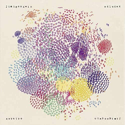 Album cover for Jimi Goodwin’s “Odludek” featuring abstract colorful dotted artwork.