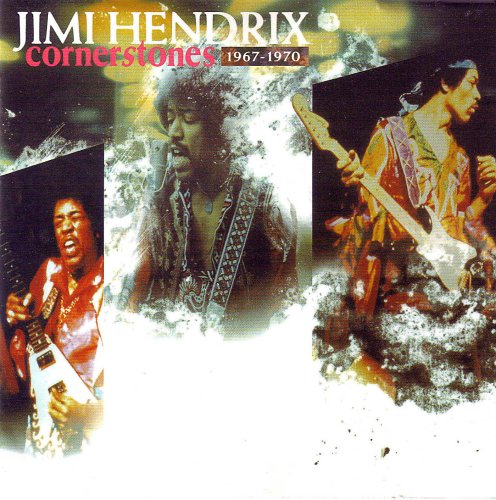 Jimi Hendrix album cover, “Cornerstones 1967-1970,” featuring photos of Hendrix playing guitar.