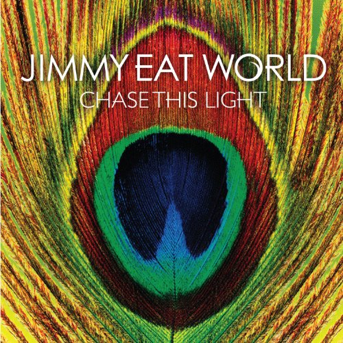 Album cover for Jimmy Eat World’s “Chase This Light” featuring a peacock feather.