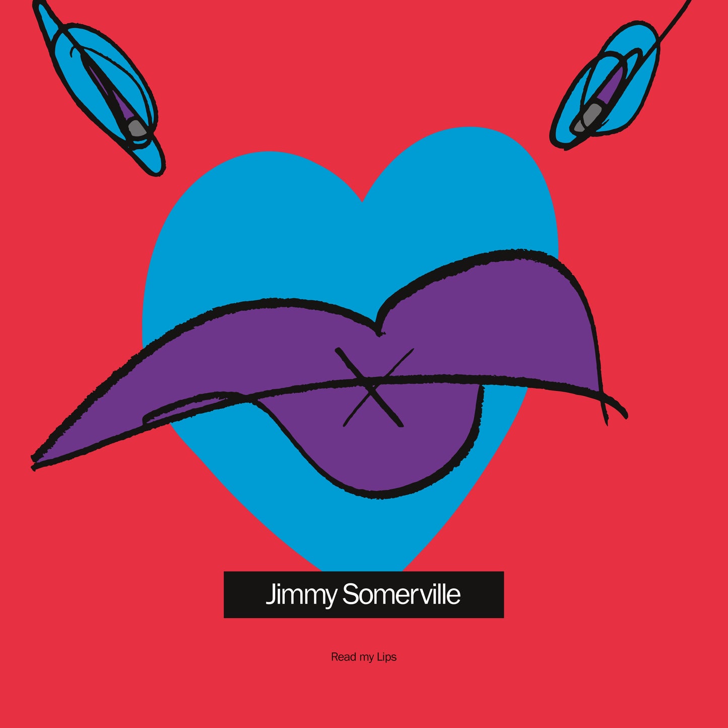 Album cover for Jimmy Somerville’s “Read My Lips” with lips and heart graphic.