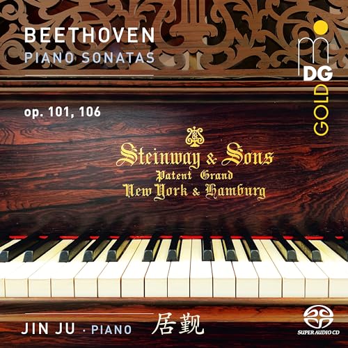 CD cover for Beethoven piano sonatas performed by Jin Ju, featuring a piano.