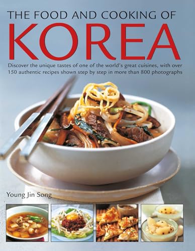 Book cover titled The Food and Cooking of Korea featuring a bowl of noodles.