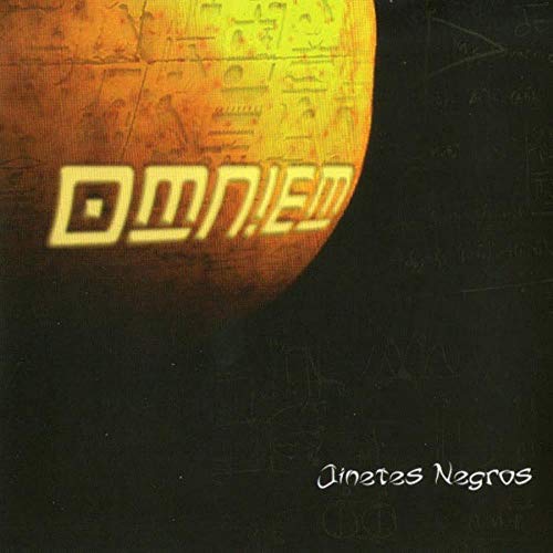 CD cover for Jinetes Negros - Omniem, featuring a golden orb and text.