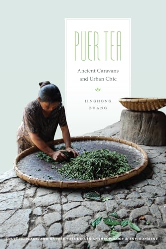 Book cover: woman processing tea leaves, titled "Puer Tea.