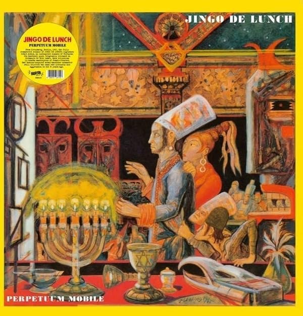 Album cover for Jingo De Lunch’s “Perpetuum Mobile” featuring surreal artwork.