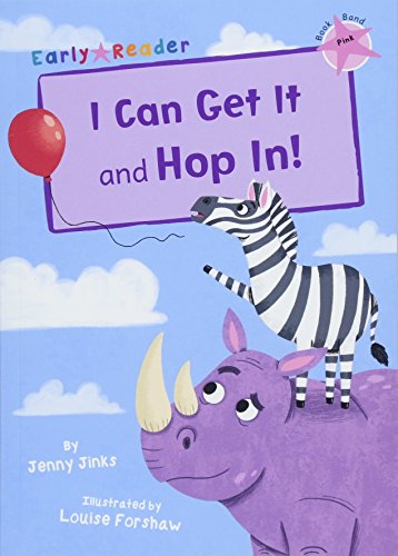 Zebra on a purple rhinoceros with a red balloon, book cover.
