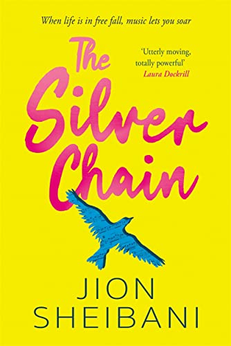 Yellow book cover with pink title, a blue bird, and author’s name.