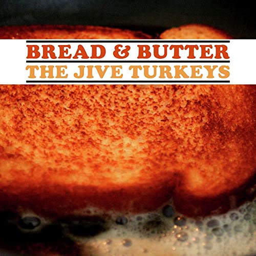 A slice of toasted bread frying in a pan with text overlay reading Bread & Butter.