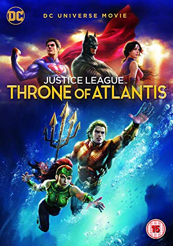 Justice League: Throne of Atlantis DVD cover featuring superheroes and Aquaman.
