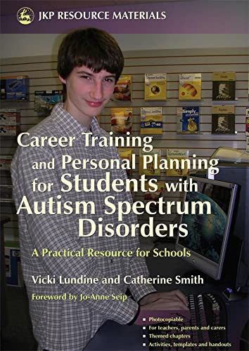 Book cover featuring a young person beside a computer, about autism support.