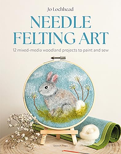 Book cover featuring a needle-felted rabbit in an embroidery hoop on a small easel.