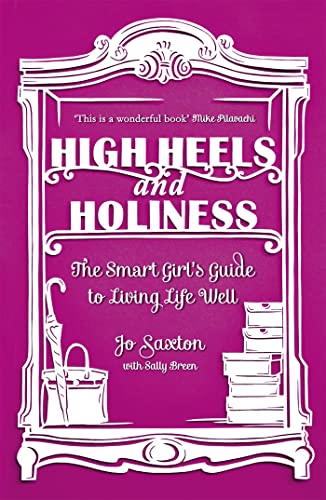 Book cover: "High Heels and Holiness" with ornate white frame and illustrations.