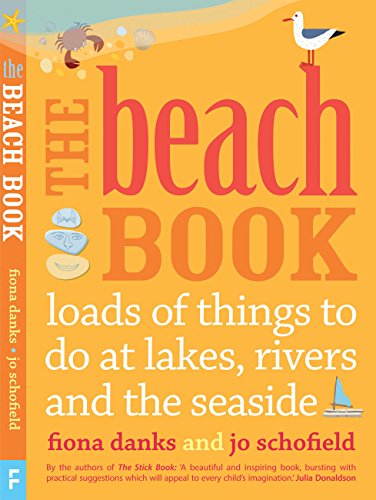 Bright orange book cover with beach illustrations and large red text.